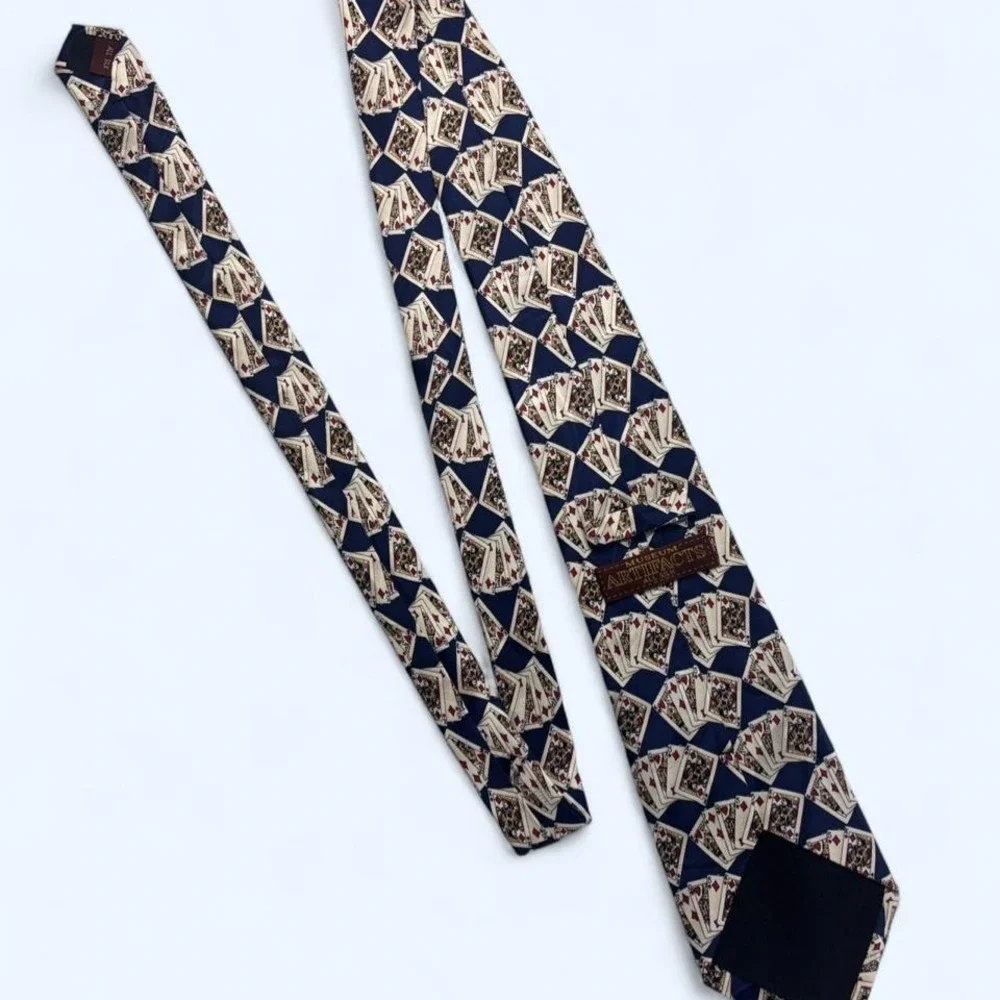 Vintage 90s Museum Artifacts‎ Classic Mens Silk Necktie Suite Poker Hand Necktie